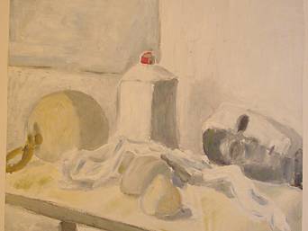 „Stilleben in weiß”, Öl auf Papier, 1992