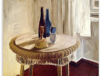 „Stilleben auf Ratantisch”, Öl auf Papier, 1992