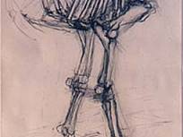 Kohlezeichnung auf Papier, Pferdeskelett, 1993 
