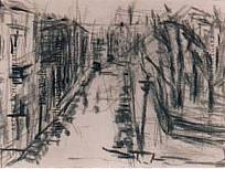 Kohlestift auf Papier, Am Wasserturm (Prenzlauer Berg), 1993 