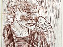 „Christina”, Braune Kreide auf Papier, 1991