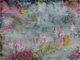 „Krumme Lanke (Die Badenden 2)”, Aquarell auf Papier, 32 x 24 cm, 22.7.2015