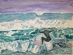 „Die Welle”, Bleistift, Aquarell und weiße Tempera auf Papier, 32 x 24 cm, 2015