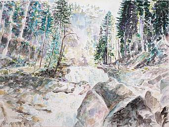 „Wanderung nach Neuschwanstein”, Aquarell auf Papier, 35 x 22,7 cm, 2014