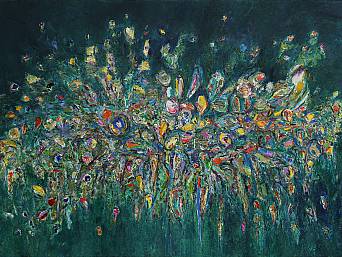 „Blumen 8”, Öl auf Leinwand // oil on canvas, 140 x 100 cm, 2016/2017 (Privatbesitz/Schweiz)