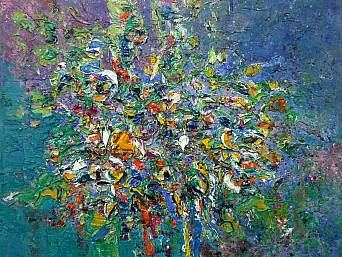 „Blumen 10”, Öl auf Leinwand, 50 x 40 cm, 2016